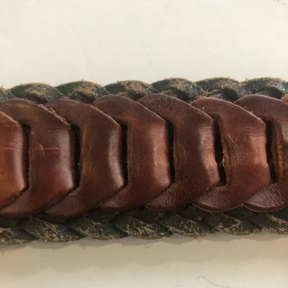 Leather belt. Brown and black. Woven braided western cowboy Size M - Picture 9 of 10